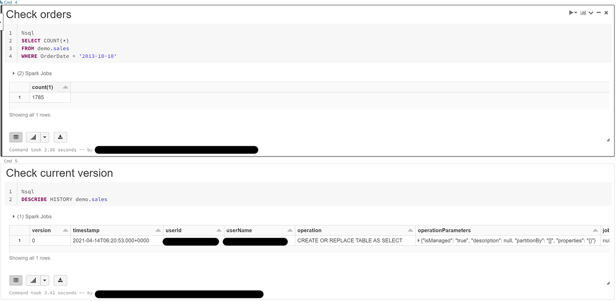 Check orders and current version